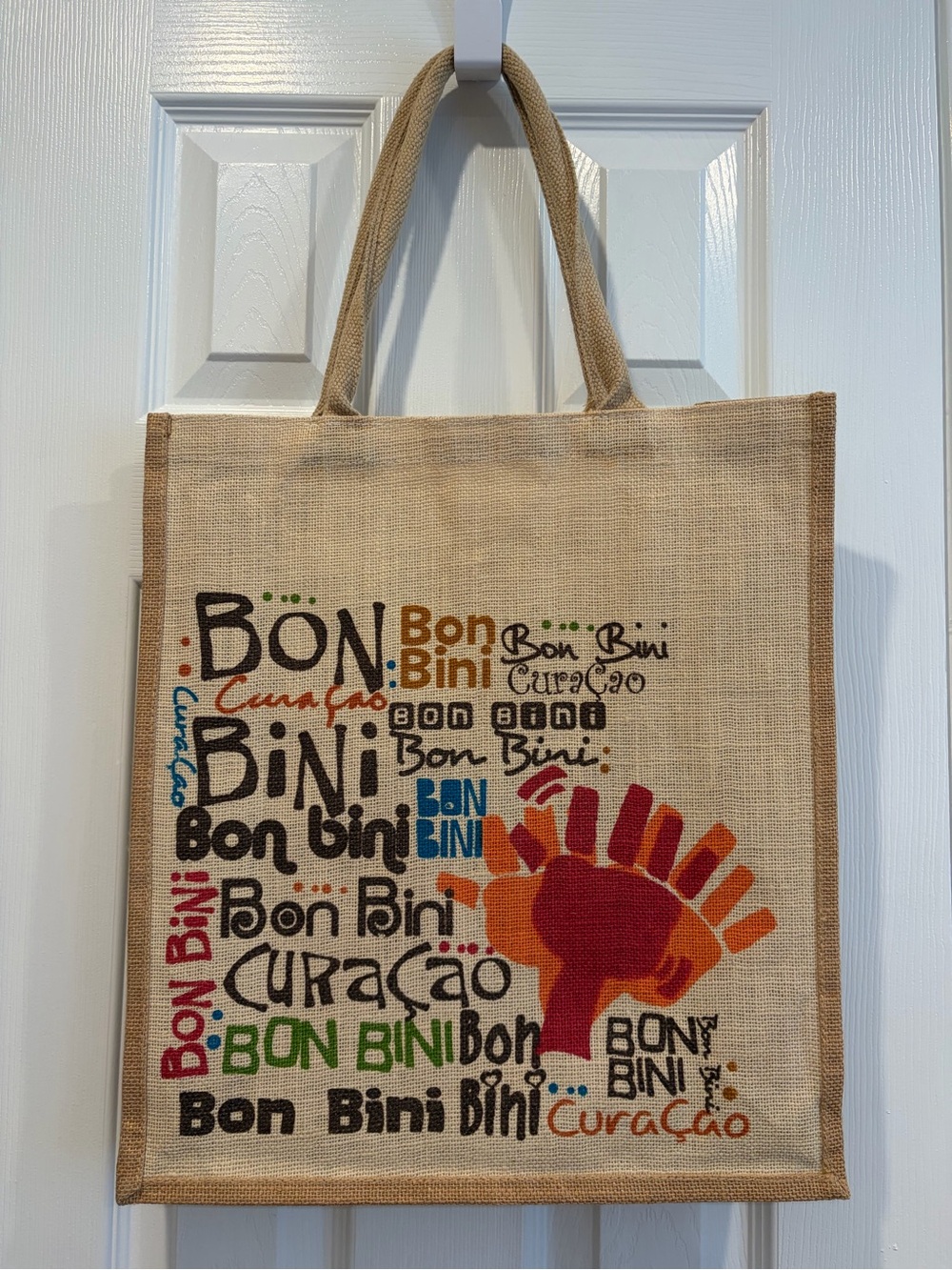 Authentic Large Jute Tote Bag from Curaçao 🇨🇼🛍️